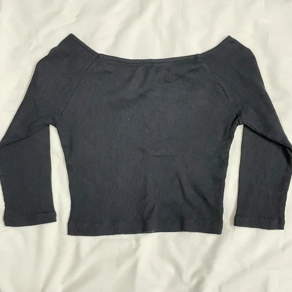 Forever 21 Black - off shoulder ribbed top - Picture 2 of 5